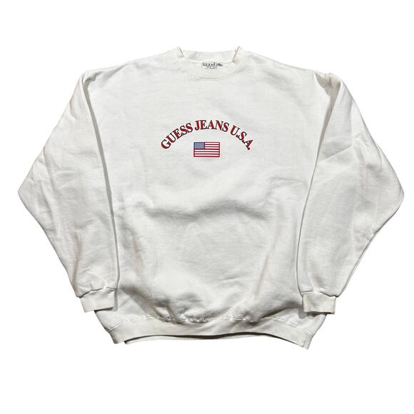 Vintage 90s Guess Jeans USA Spell Out Crewneck Sweatshirt 2XL - Picture 1 of 5